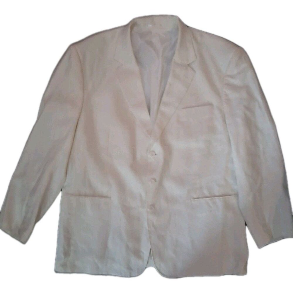 INSERCH 100% Linen Sport Coat Blazer Off White Men's 48R